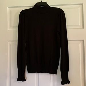 Chelsea & Violet black mock neck sweater with ruffle cuff. NWT